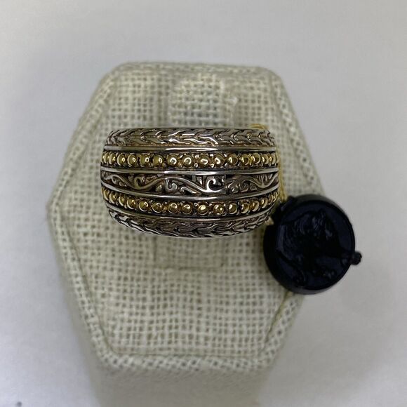 Effy 925 Silver & 18k Yellow Gold Wide Band Ring Size 6.5 - Picture 1 of 16